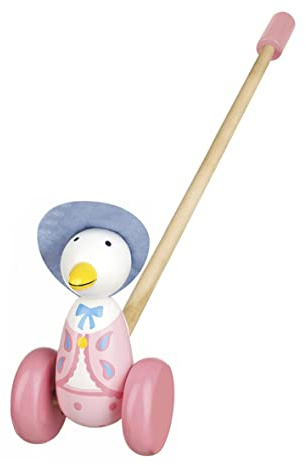 Peter Rabbit Toys - Jemima Puddleduck Wooden Push Along Walker, Baby, 1 Year Olds, Toddler - Walking Pull Duck Toy for Babies, Girls, Boys - Official Licensed Beatrix Potter Gifts by Orange Tree Toys