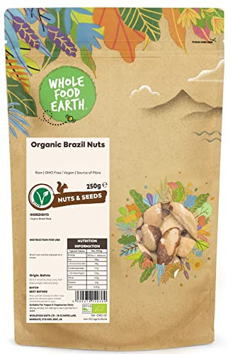 Wholefood Earth Organic Brazil Nuts – 250g | Raw | GMO Free | Vegan | Source of Fibre | Certified Organic