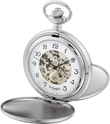 Eichmüller, mechanische Taschenuhr mit doppeltem Deckel, teilweise skelettiert, kann von beiden Seiten geöffnet Werden