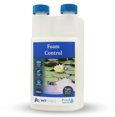 NT Labs Pond Foamclear Foam Control Treatment (500ml Treats 9100L) | Anti-foam liquid breaks down unsightly surface froth to control excess protein and restore healthy gas exchange.