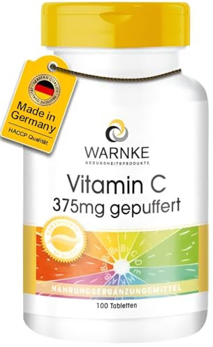 Vitamin C 375mg Gepuffert - 100 Tabletten - hochdosiert - vegan | Warnke Vitalstoffe - Deutsche Apothekenqualität