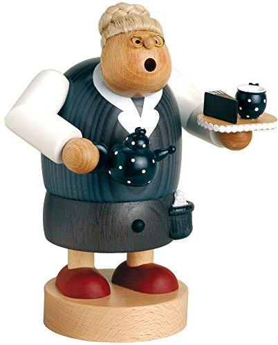 KWO Grandmothers Invitation to Brunch Smoking Man Figurine, Wood, Multi-Colour, 30 x 30 x 17 cm