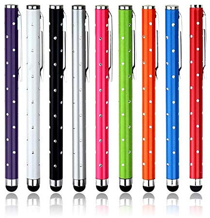9 x Bling Stylets Stylus Ecran Stylos Tablet portables tactiles pour iphone 5 5S 5C 4 4S 3G 3GS iPod Touch iPad 2 3 4 Air SONY PLAYSTATION PSP PS VITA Motorola Xoom, Samsung Galaxy, BlackBerry Playbook AMM0101US, Barnes and Noble Nook Color, Droid Bionic