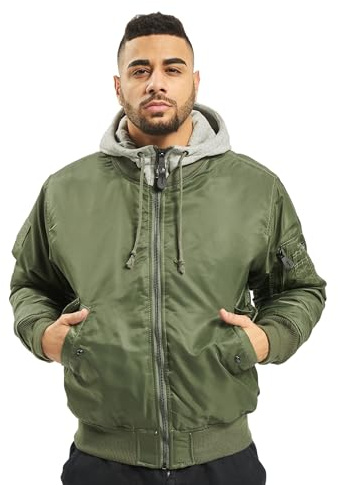 Brandit MA1 Hot Hooded Jacket Bomber herr svart, Oliv, M