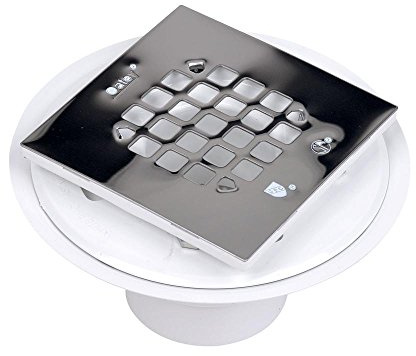 Oatey 42237 PVC Shower Drain with Snap-Tite Square Top Stainless Steel Strainer for Tile Shower Bases, 2-Inch or 3-Inch