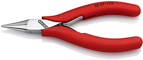 Knipex 35 21 115 Electronics Plier with Half-Round Jaws, Red/Silver
