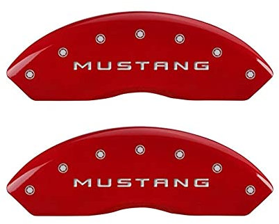 MGP Caliper Covers 10198SM50RD Red Brake Covers Engraved with Silver Mustang/5.0 (2011) (Set of 4)