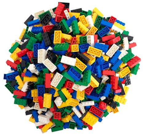 Q-Bricks Bausteine Koffer Basic Mix | 750 Grundbausteine in 5 Formen | Grundfarben: Rot, Grün, Schwarz, Gelb, Blau, und Reinweiß | Verpackt in einem wiederverwendbaren Koffe