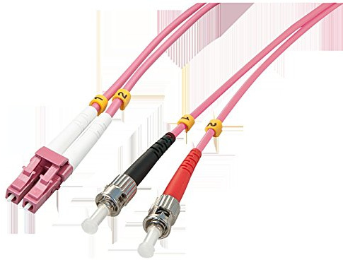 Lindy 46351 2m LC/ST Pink fiber optic cable - fiber optic cables (LC, st, 50 µm, 125 µm, Pink, Male/Male)