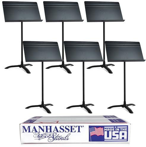 Manhasset Music Stand For Sheet Music - Bulk Pack of 6 Stands - 48 Symphony Model - Long Lasting, Durable Manhasset Stand - Adjustable Height - 20 by 12 - Made in the USA