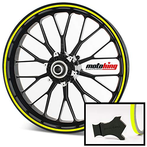 Motoking Felgenrandaufkleber mit Montagetool für Ihr Motorrad in NEON / 6 mm/für 10 bis 25 / Farbe wählbar