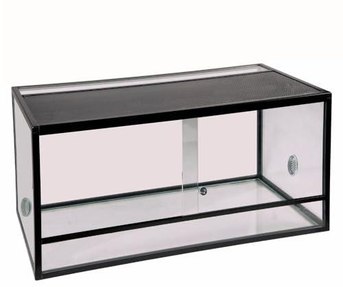 REPTILES-PLANET.COM PROFESSIONAL REPTILES PRODUCTS Terrarium Elegance av Aluminium för Reptiler, 80cm x 45cm x 45cm, Svart