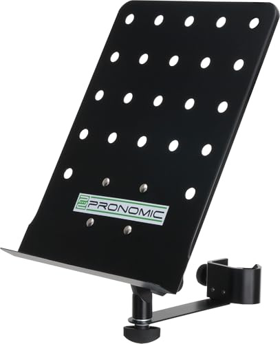 Pronomic NH-100 Notenhalter für Mikroständer, Für Studio, Gewicht: ca. 1 | Bühne und Proberaum, Auch als Konzepthalter nutzbar, Einfach zu montieren, Fixierung am Stativ über Klemmschraube, 1 kg