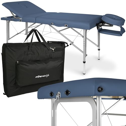 HABYS Massageliege Vesta | Klappbar Mobile Tragebares Höhenverstellbar | Massagetisch Massagebank | Aluminiumrahmen Blau | 184 x 71 cm