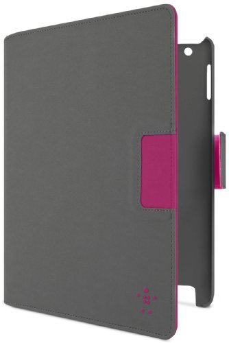 Belkin Cinema Swivel PU-Leder-Folio (Standfunktion,magnet, Auto-wake-Funktion, geeignet für iPad 1/2 3rd Generation) dunkel grau/dunkle pink