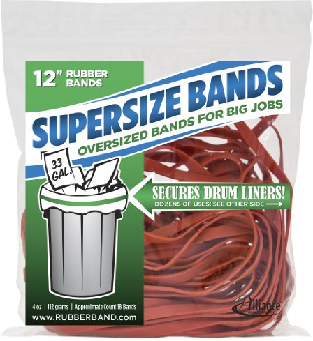 Alliance Rubber 08994 Supersize Bands, 12 Red Large Heavy Duty Latex Rubber Bands (4 Ounce resealable Bag Contains Approx. 18 Bands)