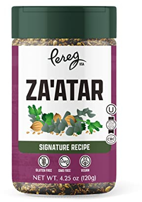 Pereg Za'atar Mixed Spice Seasoning (120g) Middle Eastern Inspired Zahtar Spices, Non-GMO, No MSG, Gluten Free, Kosher, All Natural Seasoning, for Pizza, Salad, Hummus, & Chicken
