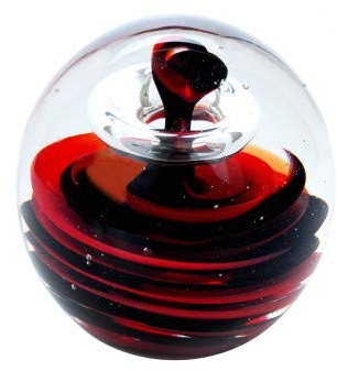 Traumkugel- Briefbeschwerer groß: Motiv Spirale in rot und schwarz