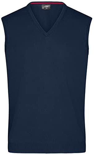 James & Nicholson Herren V-Pullunder - Klassisch geschnittener Pullunder aus hochwertiger Baumwolle | Farbe: navy | Grösse: XXL
