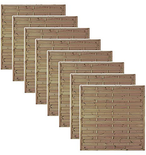 Sichtschutzzaun 8er Set 180x180 cm – Lamellenzaun Berlin aus druckimprägniertem Kiefer/Fichte, Holz-Zaunelemente blickdicht, ca. 14,4 m