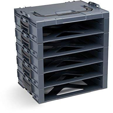 Bosch Sortimo i-Rack 5 Fach in Anthrazit für Werkzeugkoffer | Innovatives Transportsystem | Bosch Werkzeugkoffer Leer | Kompatibel mit L-Boxx