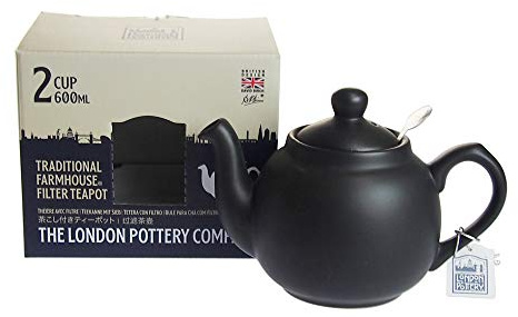London Pottery 72180 Farmhouse Small Teapot with Infuser, Ceramic, Matte Black, 2 Cup (600 ml)