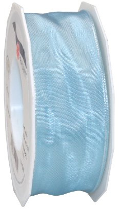 PRÄSENT Lyon Band mit Drahtkante hellblau, 25 m Dekoband zum Verzieren & Basteln, 40 mm Breite, leicht biegsames Schleifenband, für Festliche Dekos zu besonderen Anlässen
