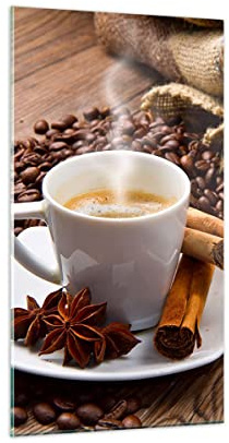 ARTTOR Glasbild 45x80 cm Wandbild Glasdruck Küche - 2152 | Kaffee Schokolade Frühstück Vertikal Klein Modern Dekoration Wohnzimmer Schlafzimmer Küche Wanddeko Kunstdruck Art ARTTOR