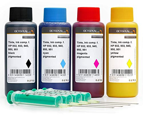 Nachfülltinte Set kompatibel für HP 932, 933, 940, 950, 951, Vier Farben