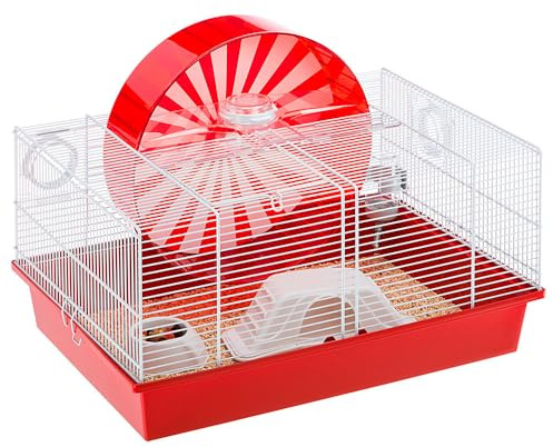 FERPLAST Gabbia Roditori CONEY ISLAND per Criceti, in Metallo, Accessori inclusi: Mangiatoia, Beverino, Casetta, Ruota gigante. 50x35xh36,2cm