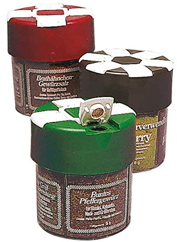 Gewürzstreuer im 3er-Set, Weiß, Rot, Burgunderrot, Grün