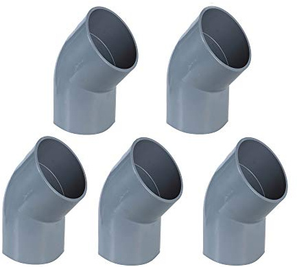 EXCOLO PVC Rohr und Rohrverbinder Ø 50 mm Winkel Kniestück Muffen T-Stück Kappen Fittings (5 x Winkel 45 °)