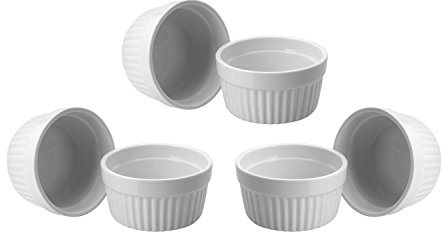 ToCi Ramekins brulee crema blanca 9 cm, también para soufflé de chocolate y ragú, plato de tarta de cerámica. Paquete de 6 unidades de color blanco
