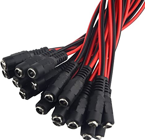 WMYCONGCONG 20 PCS Female DC Power Pigtail Female Cable Lead Plug 10in 2.1x5.5mm for CCTV DVR Camera…