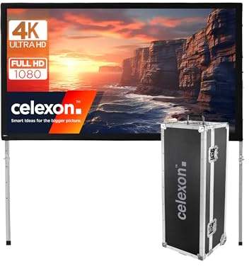 celexon Mobil Expert Faltrahmen-Front-Leinwand 185 | 406x228 cm 16:9 | transportable 4K, Full-HD Projektionsfläche mit Standgerüst für Ihren Outdoor- & Heimkino-Beamer | inkl. Roll-Koffer