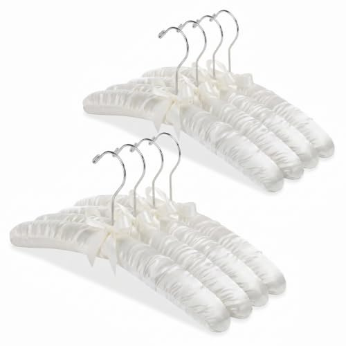 Whitmor 8PK Sat Blouse Hanger, 8 Count, Bone