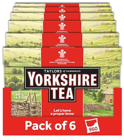 Yorkshire Tea, 960 Tea Bags | 6 Boxes of 160 Tea Bags, Everyday Black Tea Bags, Full-Bodied Flavour, Sourced from Some of the World's Finest Tea Gardens