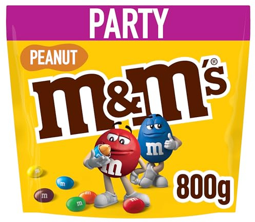 M&M'S Schokolinsen Peanut, Milchschokolade, Party-Mix, Großpackung, 800 g | Schokolinsen mit Erdnüssen und buntem Zuckermantel, Klassiker für Partys, schulanfang, schulanfänger geschenke und Filmabende