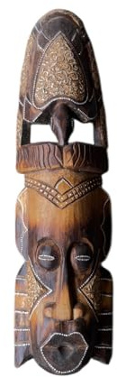 OMA Handcrafted African Wall Mask – 20 Solid Wood with Turtle Motif for Protection & Longevity – Detailed Aboriginal-Inspired Dot Pattern for Living Room, Office, or Unique Gift