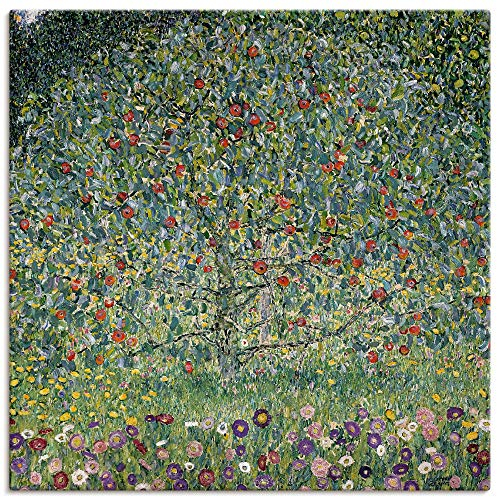 ARTLAND Wanddeko Leinwand Bilder Wandbild 70x70 cm Natur Pflanzen Baum Blumen Apfelbaum 1912 Jugendstil Gustav Klimt T8AV
