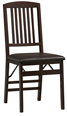 Linon 01825ESP-02-AS-U Triena Mission Back Set of 2 Folding Chair, 17 w x 20 d x 36 h, Brown