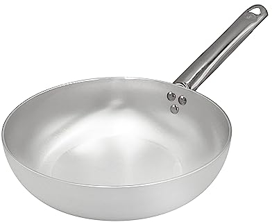 Pentole Agnelli Alluminio 3 mm Professionale Padella Alta per Saltare con Manico Inox, Argento, 34 cm
