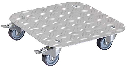 WAGNER Soporte con ruedas para plantas ALASKA 29 x 29 x 7,5 cm I Carro para exterior+interior I Base de Aluminio para flores con ruedas I 2 frenos I Carga max. 150 kg I Fabricado en Alemania- 20700301