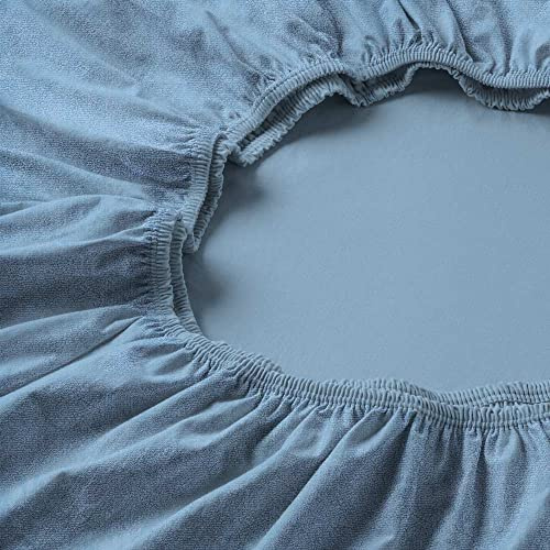 ESTELLA Spannbetttuch Samt-Velours | hellblau