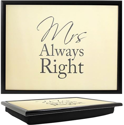 The Leonardo Collection Mrs Always Right - Bandeja para servir alimentos y desayunos, cómodas bandejas de regazo con cojín, bandeja de comida duradera para comer en el regazo, bandejas ideales para el
