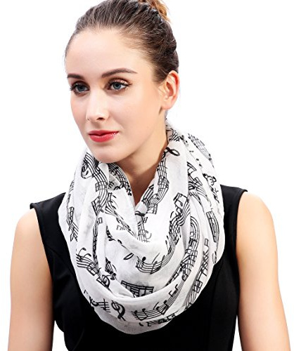 Lina & Lily foulard tube imprimé notes de musique (Blanc)