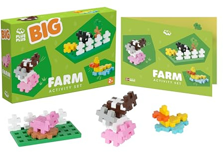 Plus-Plus 3992 Big Aktivitätenset Bauernhof, Baustein-Set, 40 Teile | Geniales Konstruktionsspielzeug, große Kreativ-Bausteine, Lernspielzeug für Kinder ab 2 Jahren