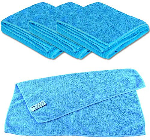 ABACUS® Mikrofasertuch High Performance 4er Set blau - Mikrofaser Reinigungstücher 40 x 40 cm Microfaser Tücher Universaltuch fusselfrei Tuch Staubtuch 300 g/m² (7014)