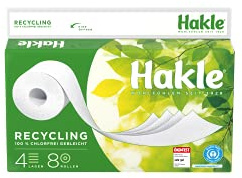 Hakle Toilettenpapier Natur Recycling 4-lagig, 1er Pack (1 x 8 Stück)