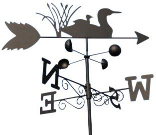 Wetterfahne - Enten aus Stahl mit Erdspieß und Wandhalterung.